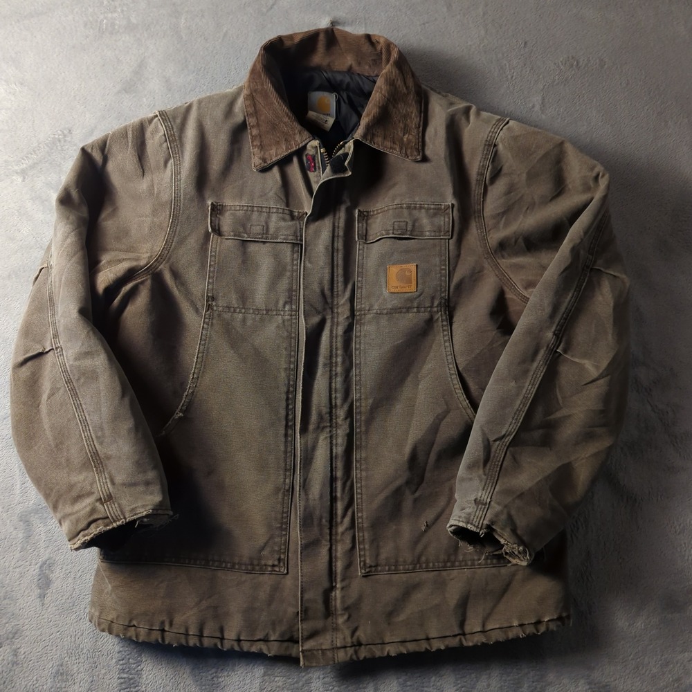 Vintage 90s Carhartt C26 Traditional Jacket Mens Large Brown Quilted Made USA